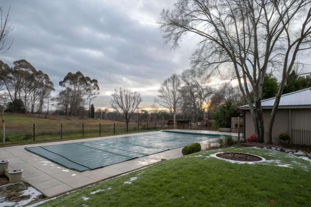Winter pool maintenance with protective cover in Maitland