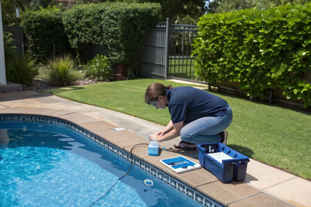 Testing pool water chemistry for proper mineral balance in Cessnock